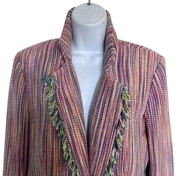 HILARY RADLEY Hilary Radley Tweed Multicolored Striped Blazer Size 8 - Picture 2 of 10
